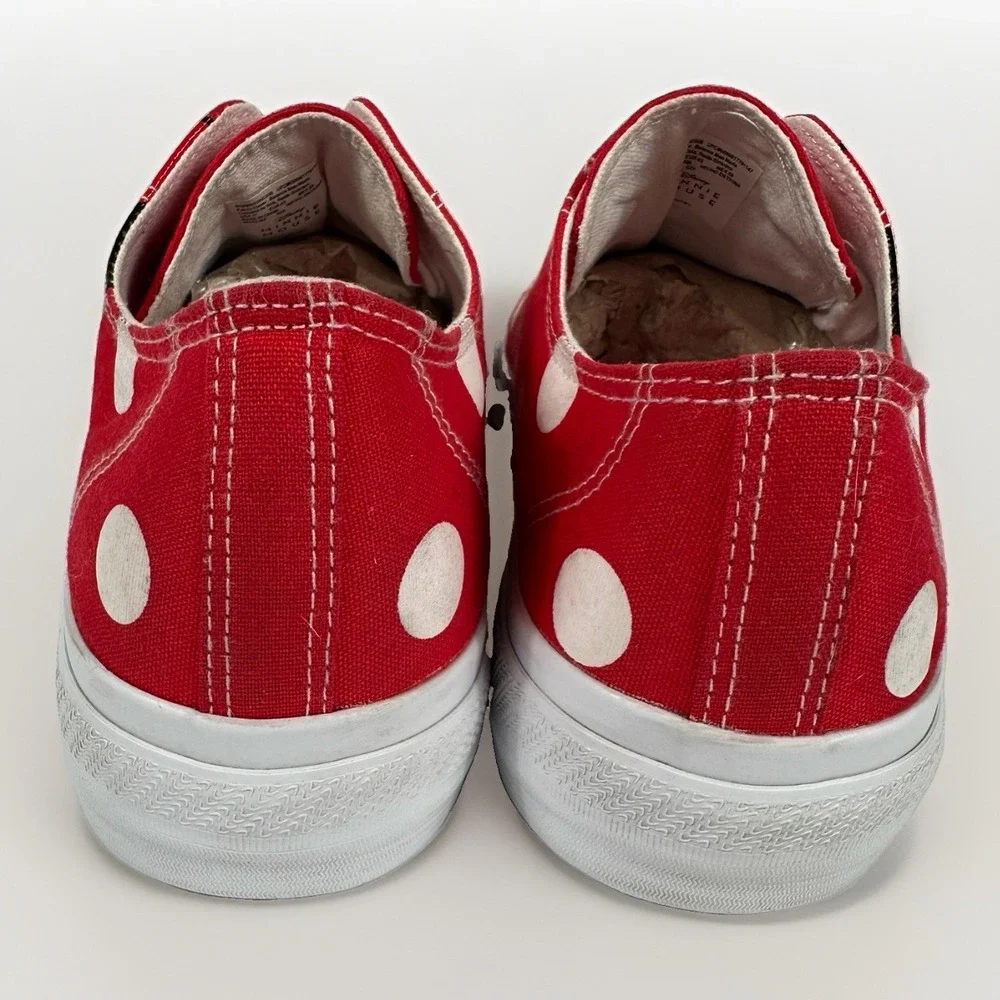 Disney Minnie Mouse Low Top Court Canvas Lace Up Polka Dot Red Sneaker Shoes 11